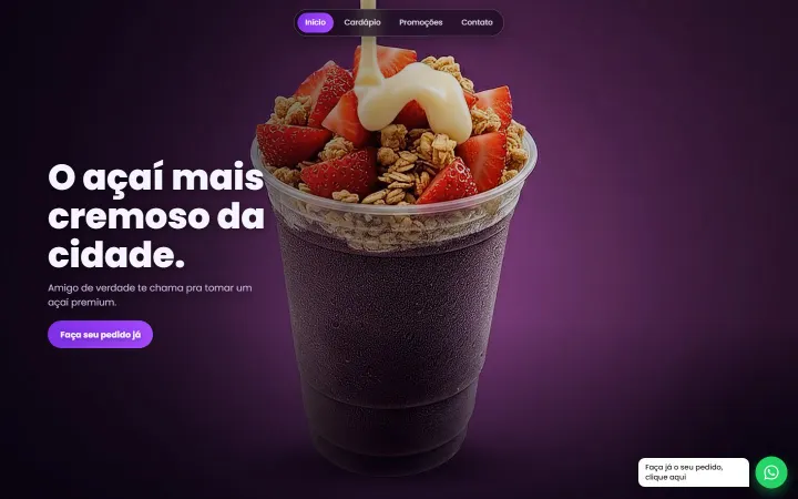 Página inicial do projeto Açaiteria Beta