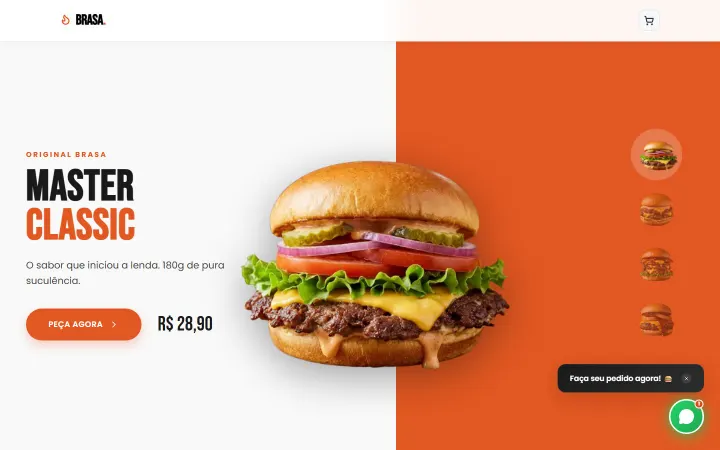 Página inicial do projeto Brasa Burguer