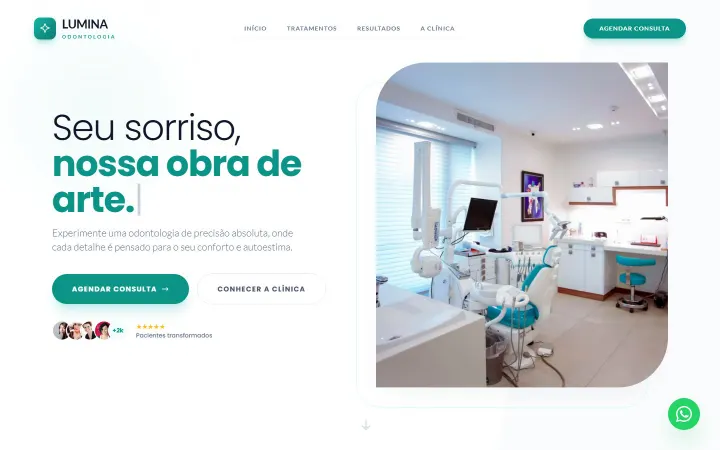 Página inicial do projeto Lumina Odontologia